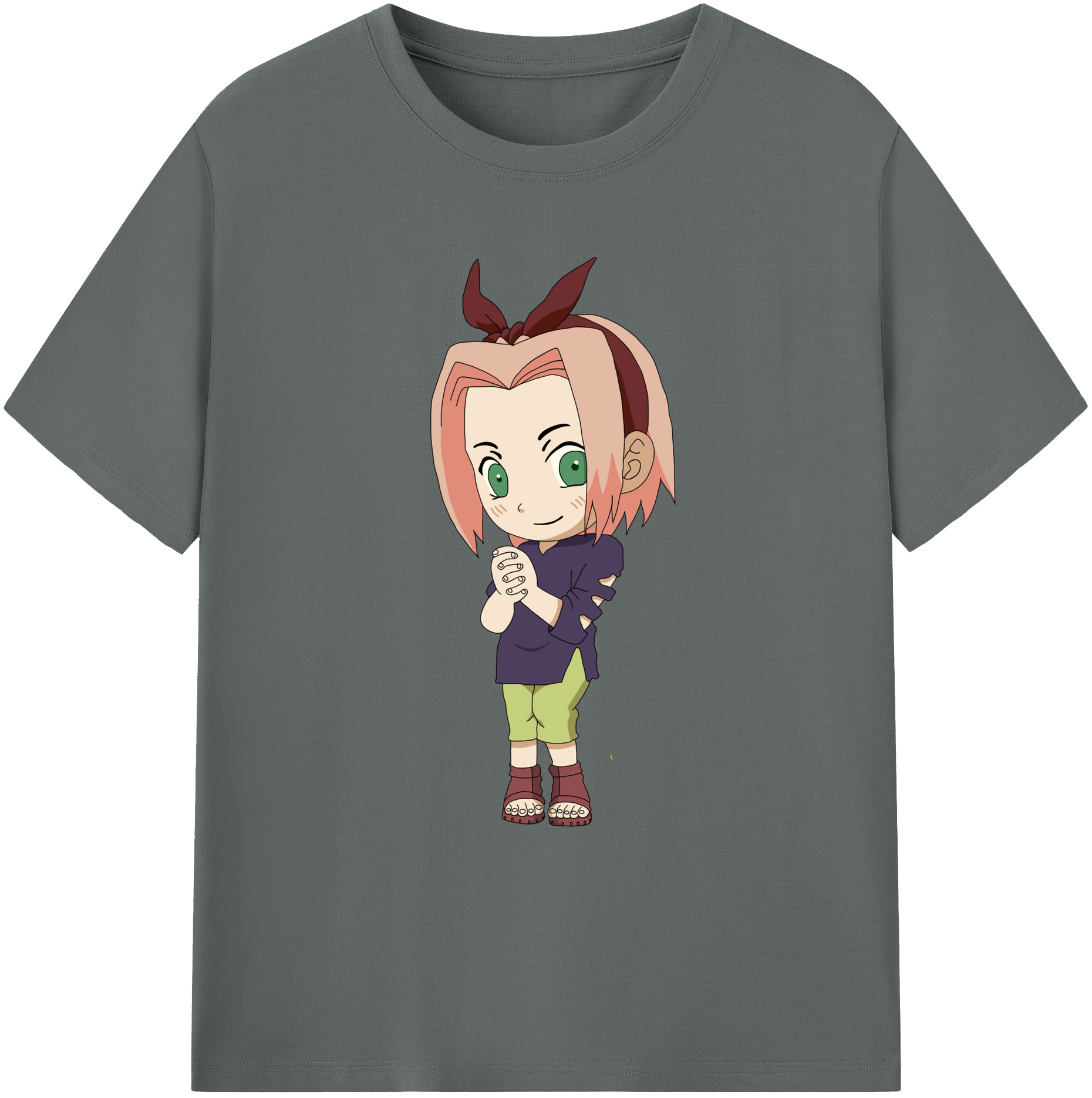（画像用） NARUTO -ナルト- 春野サクラ Haruno Sakura 綿100％ メンズ半袖Tシャツ｜肌触りやわらか＆通気性
